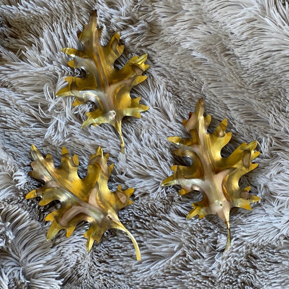 Other - MCM SET OF 3 VINTAGE BRASS OAK LEAVES WALL HANGING DECOR